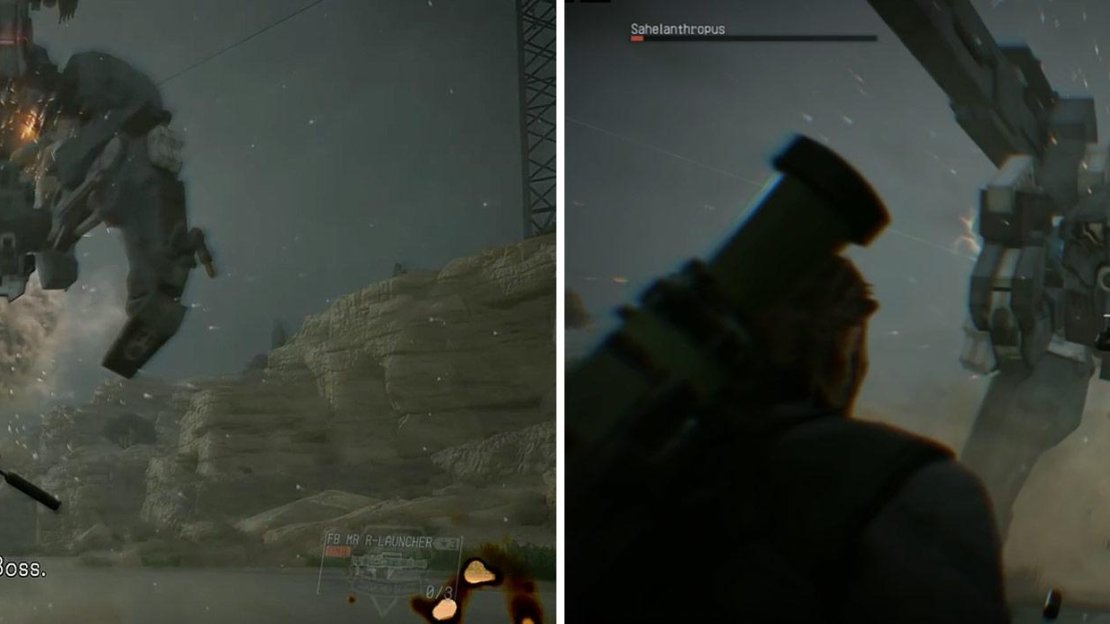 Once Sahelanthropus nears death The Floating Boy (left) will show himself. Shoot the Floating Boy to stun the boss (right).