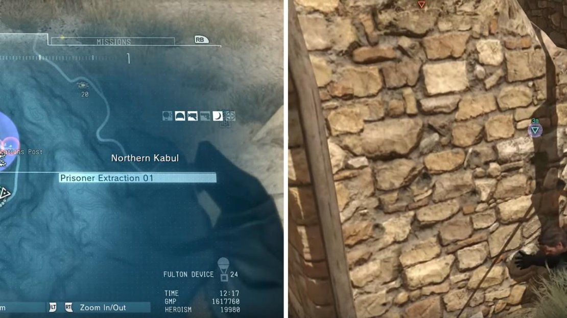 The base where the prisoner is found is swarming with soldiers (left). The soldier guarding him has a shield and is awkward to remove (right).