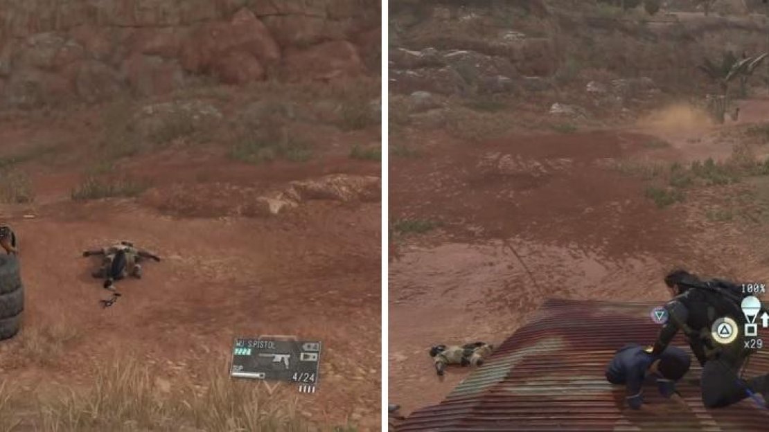 Put the animals roaming around (left) to sleep before you climb on the little shack to extract the prisoner (right).