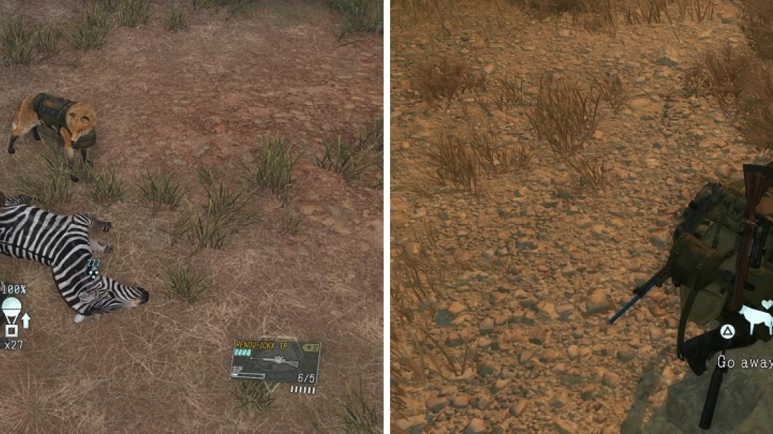 A few animals will require you to Fulton them (left), but the majority will need you to use the Capture Cage item (right).
