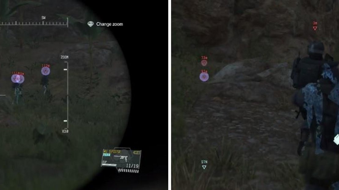 It is possible to sneak up behind a line of enemies and pick them off one-by-one with a CQC chokehold.