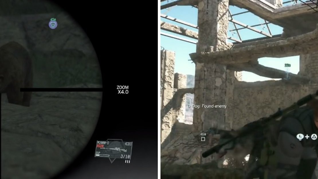 Sometimes, the children are being guarded by something other than soldiers (left). D-Dog is great for finding the childen’s locations (right).