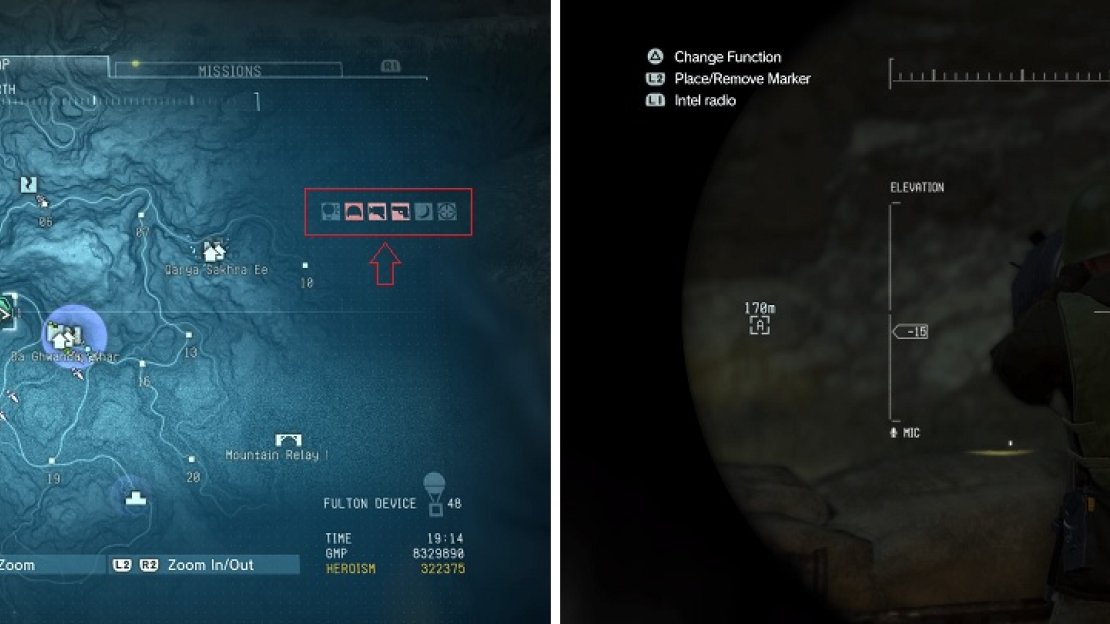 The map will highlight the icons (left). whether enemies are adapting to your playstyle or not. One such adaptation is enemies wearing helmets (right).