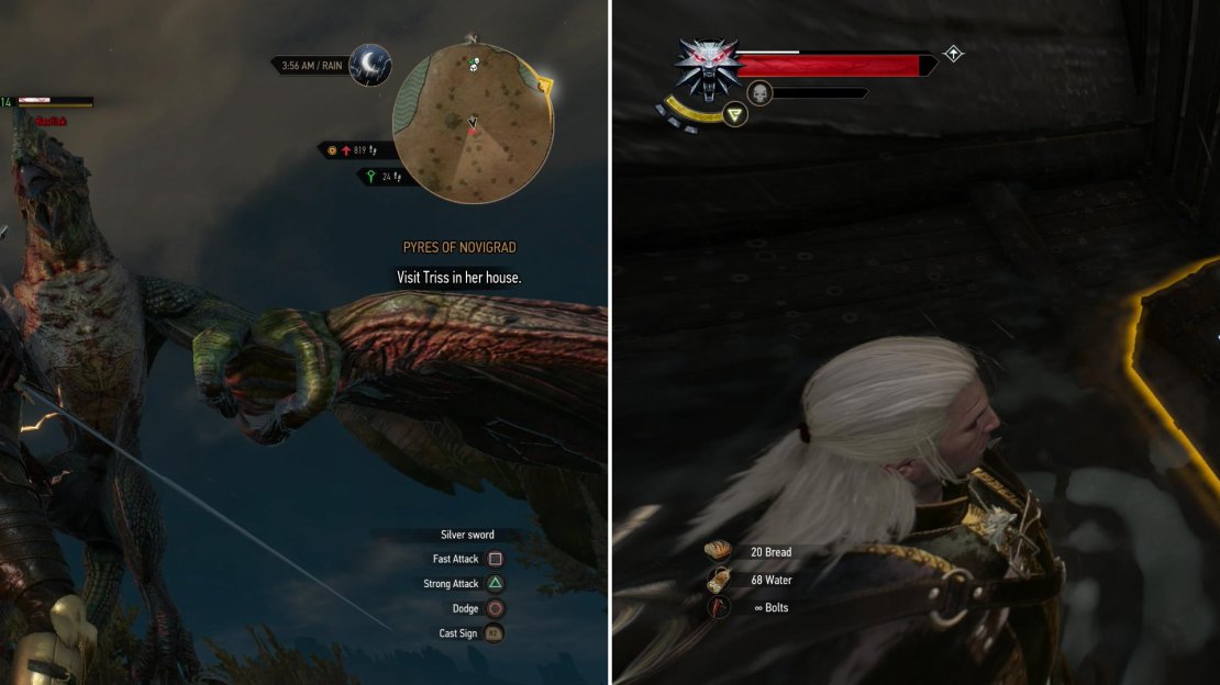 Defeat a Basilisk (left) then board a neaby shipwreck and claim the treasure it’s still carrying (right).