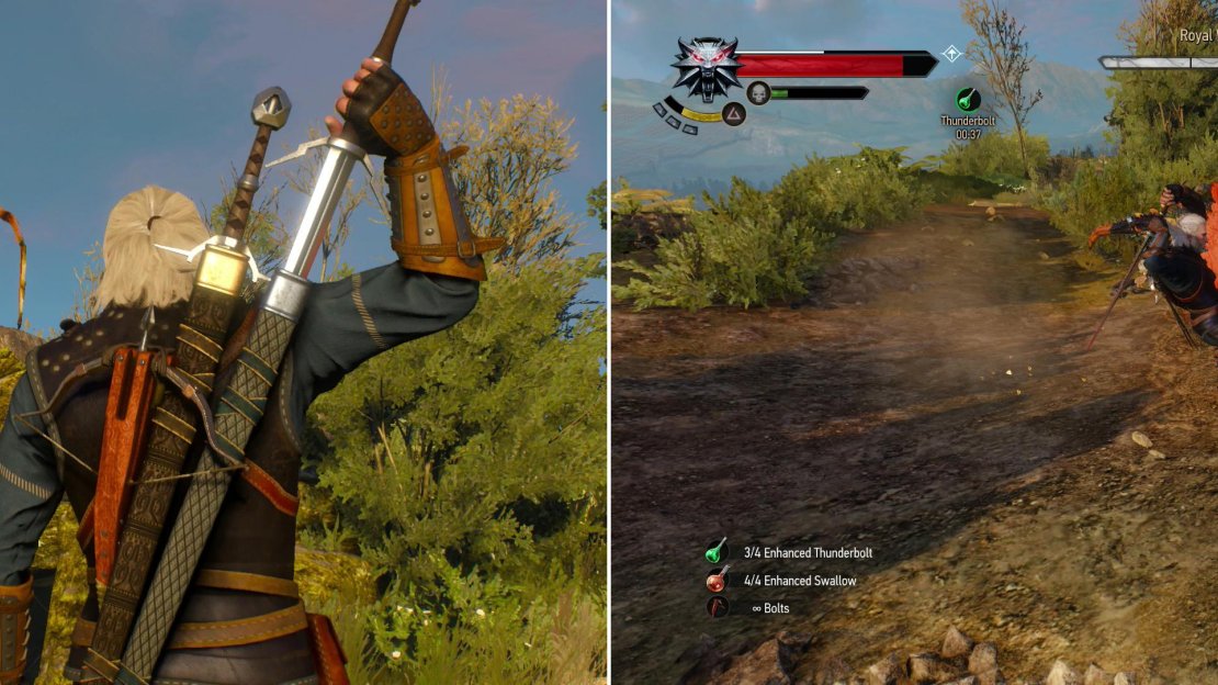 After destroying the Wyvern nests, the Royal Wyvern will show up (left) put it down to end the Wyvern menace (right).