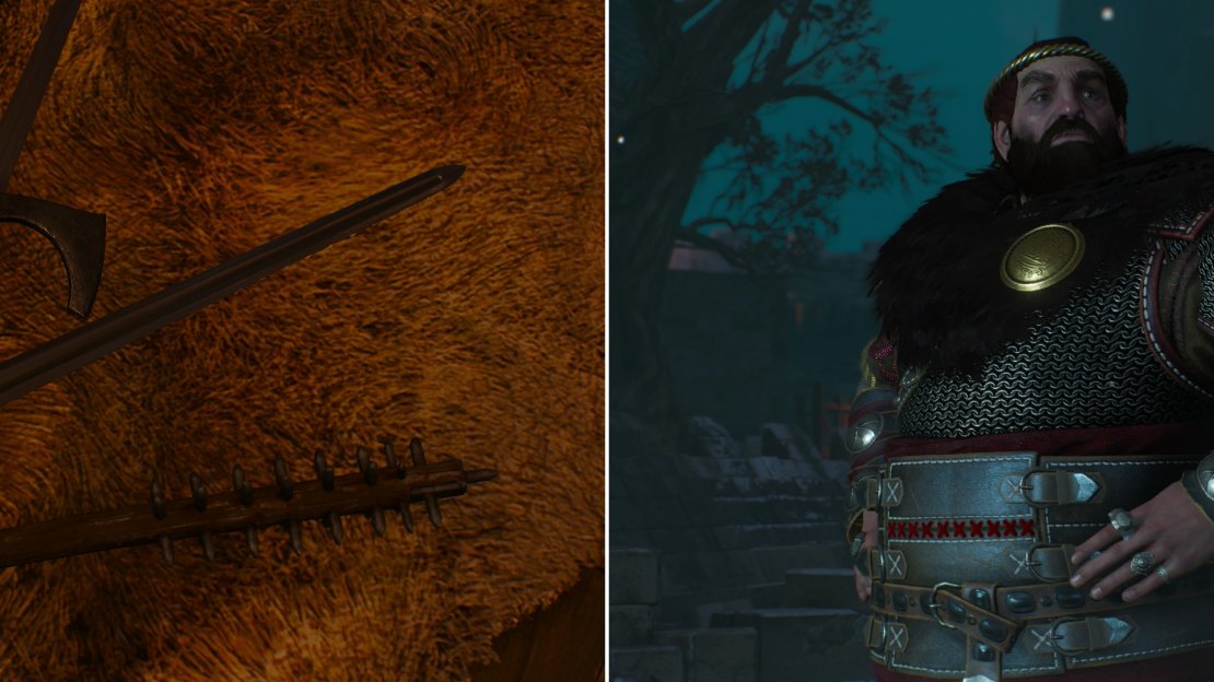 The candidates for the crown of Skellige lay make their claim (left). Talk to Crach after the wake and he’ll ask you to help his children-Hjalmar and Cerys (right).
