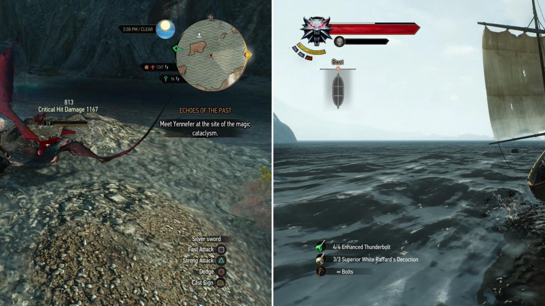 Sirines aren’t much of a threat on land (left) but at sea, they are more than happy to tear your boat to pieces (right).