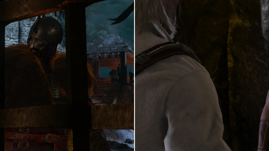 Either use Axii on the guard (left) or talk to a fellow prisoner (right) to earn your release from prison and an audience with Madman Lugos.