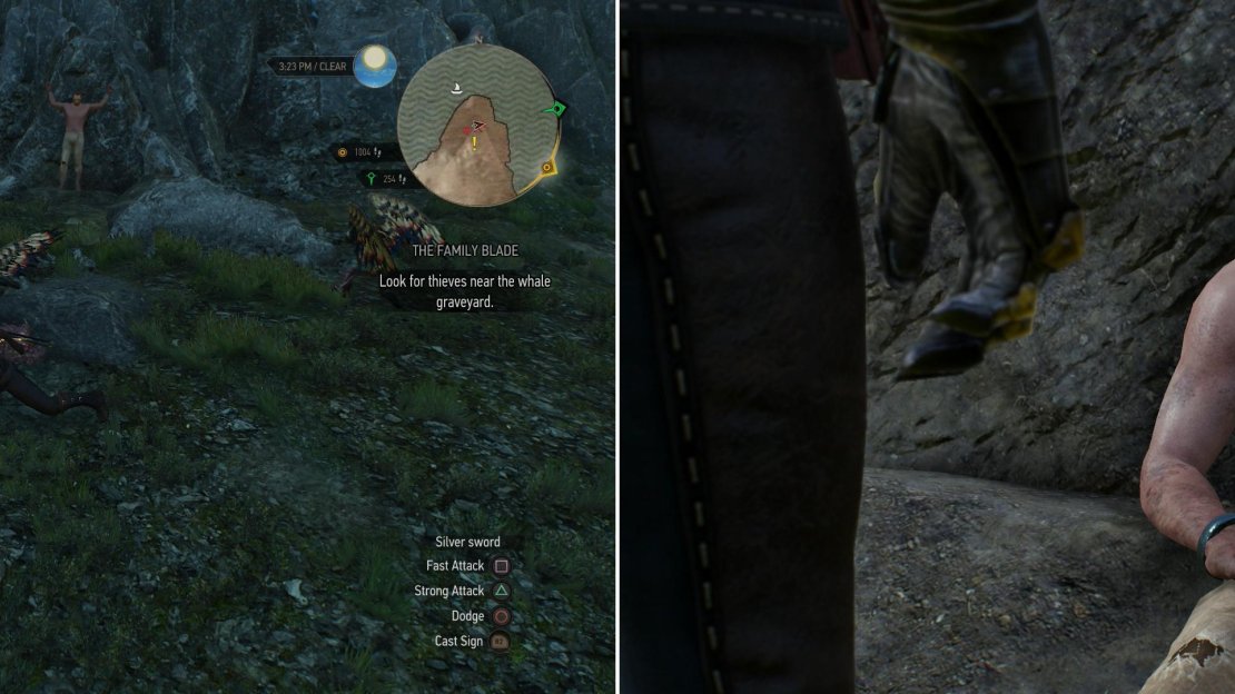 Fight off the Harpies (left) then free the prisoner, Yorg (right).