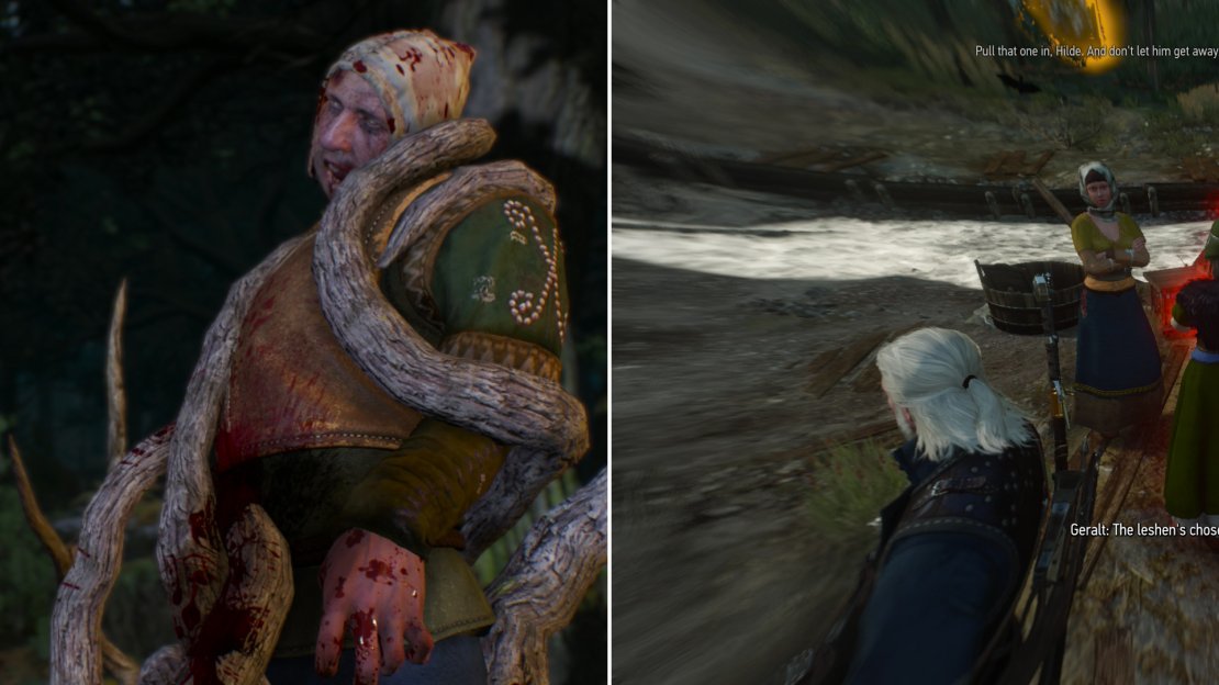 Looks like Witcher’s Work (left). Track down the villager marked by the monster (right).