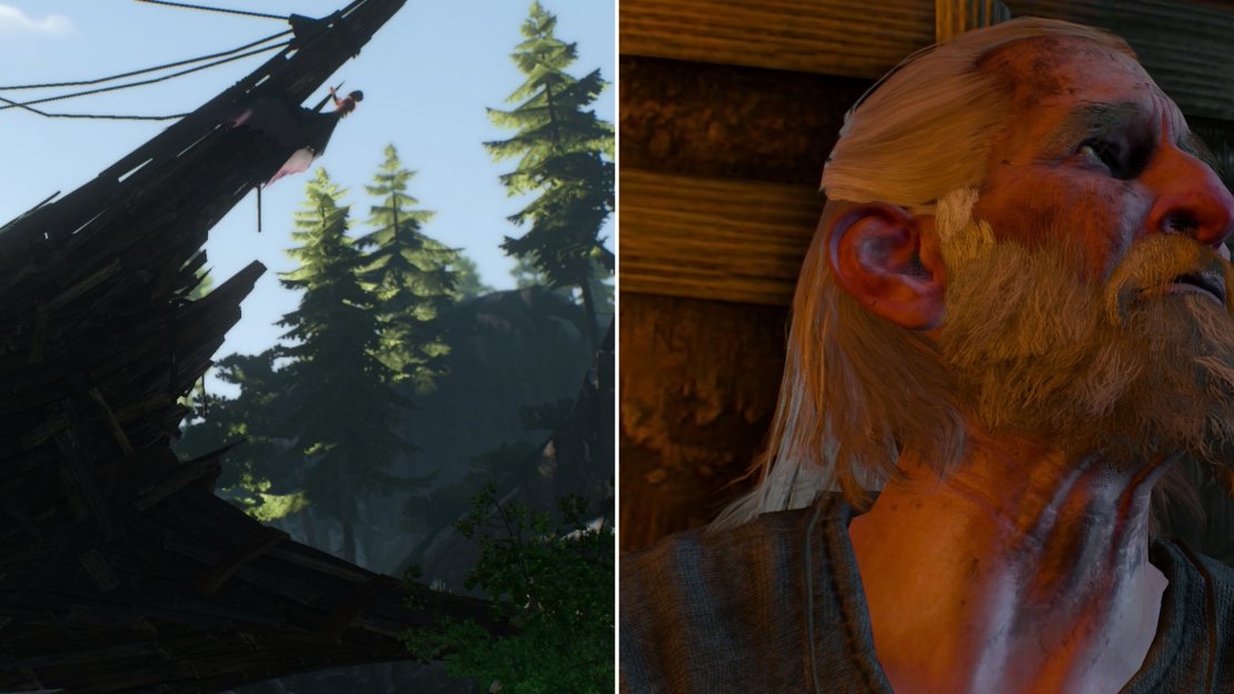 You’ll first encounter the Lord of Undvik near an ominous, inland ship (left). Inside the ship is Octo, who is quite barmy after all he’s been through (right).