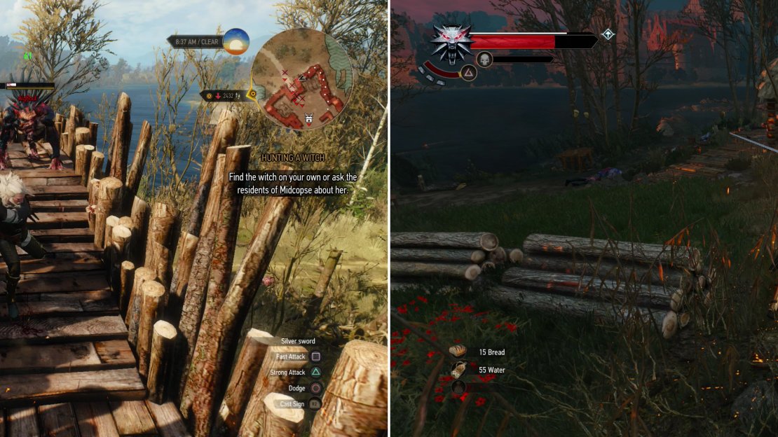 Defeat the Ghouls and Alghouls in the Abandoned Site east of the Ferry Station (left) then clear Drowners out of another Abandoned Site to the north (right).
