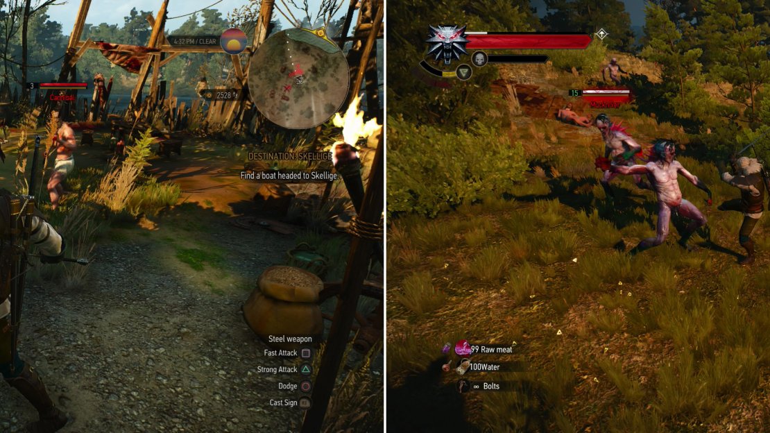 South-western Velen is plagued by cannibals (left). Other man-eaters, like Mucknixers, also dwell here (right).