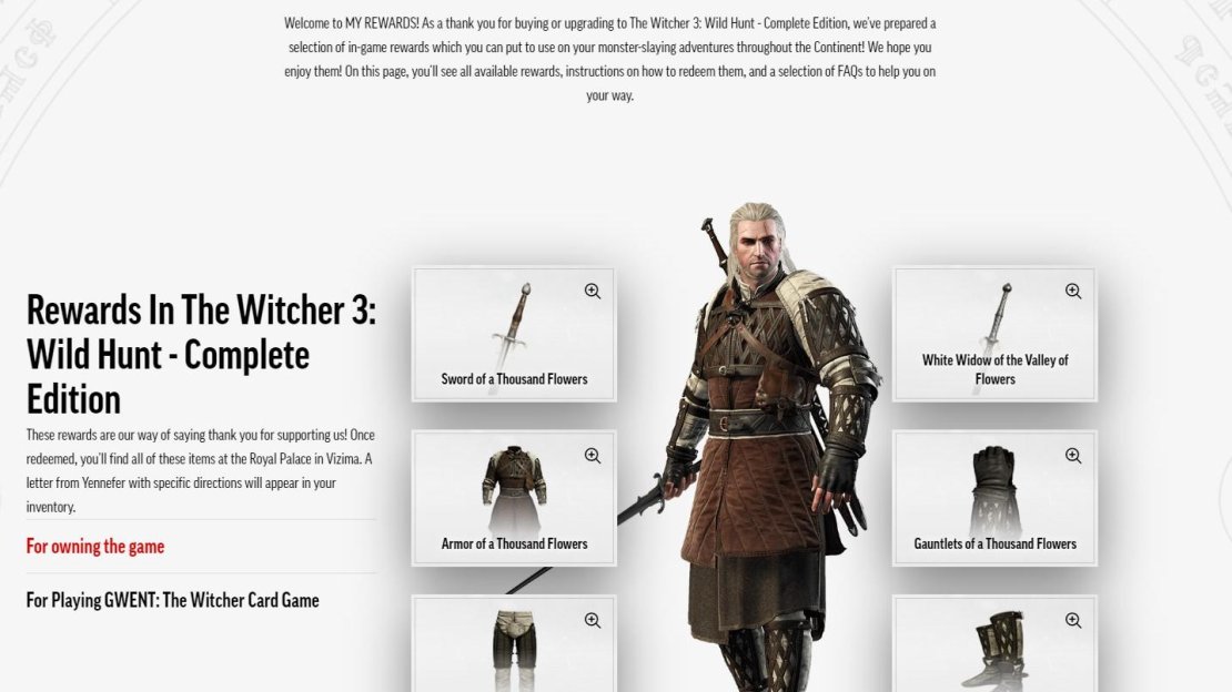 The Witcher 3 Rewards page is now live.