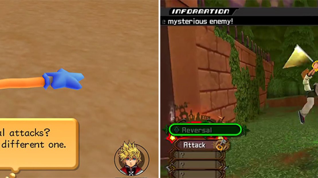 Choosing one of the items boosts a specific stat by 1 (left). The Reversal move allows you to get in some easy hits on the Nobody (right).