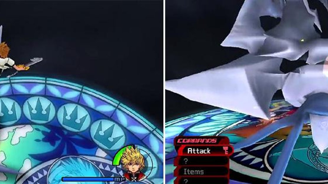 Lunarsault (left) is one of three Reaction Commands you must complete at the start. Pummel the head where you can (right) to get in plenty of damage.