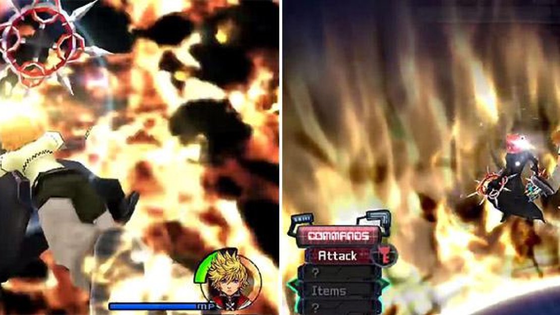Using Clear Light (left) will clear the flames from the battlefield. After this, you can get in many combos to end the fight quickly (right).