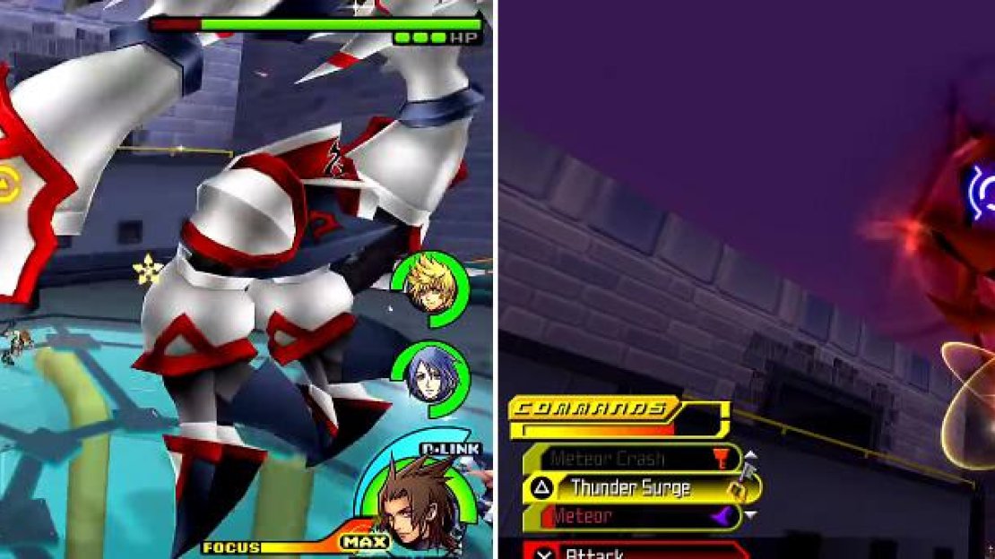 Destroying the appendages on Trinity Armor (left) will make it easier to kill him. Watch out for the energy beam attack (right).