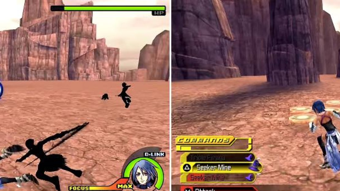 Aqua’s cartwheel is especially good for dodging the incessant attacks (left). Seeker Mine (right) can also be an excellent way of getting some damage considering the difficulty in trying to attack him.