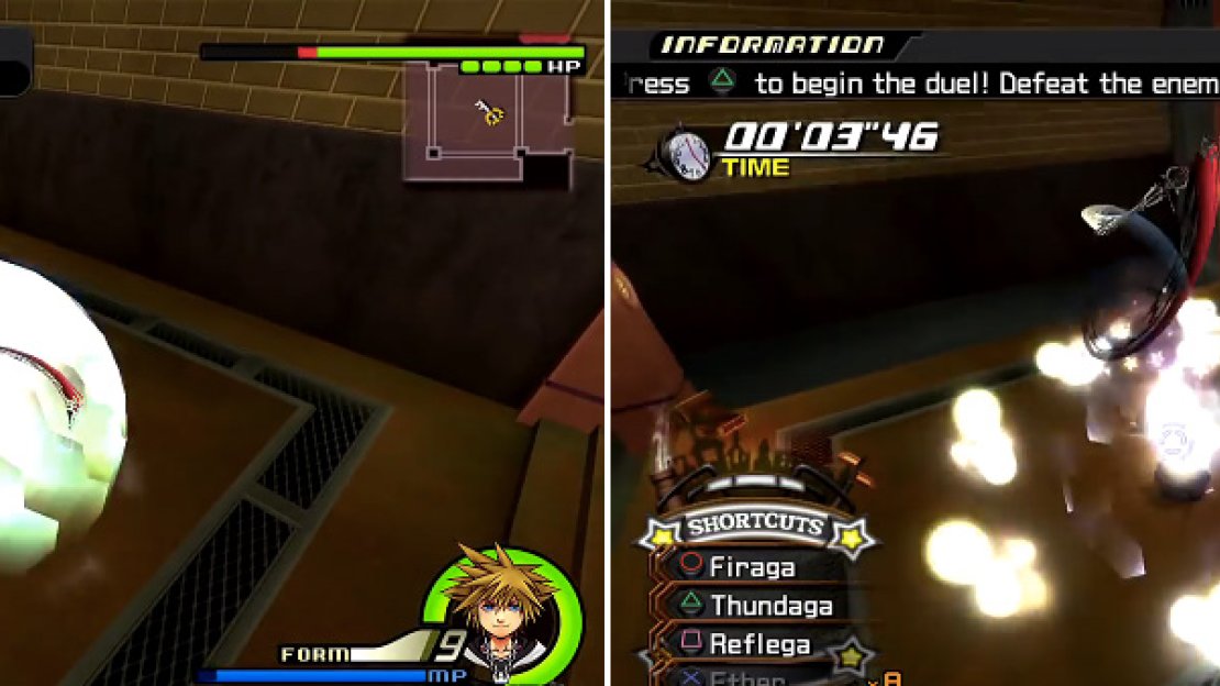 Make sure to Reflect attacks (left). If you get hit (right) this will pretty much kill your chance of getting an S Rank.