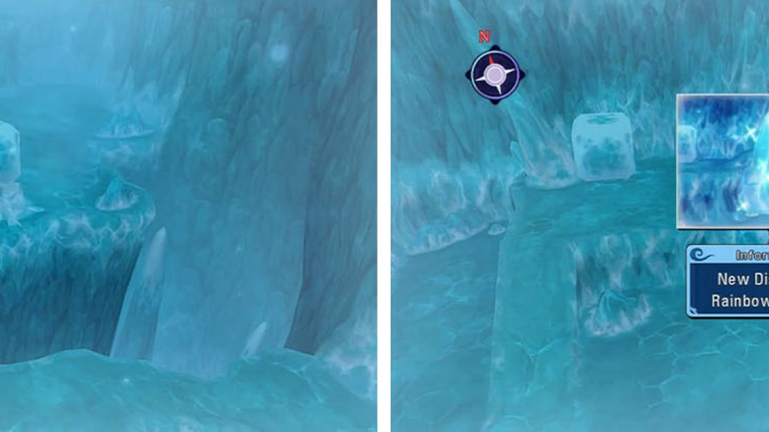 Use the ice block to break all the icicles and then check the Rainbow Ice Pillar discovery.