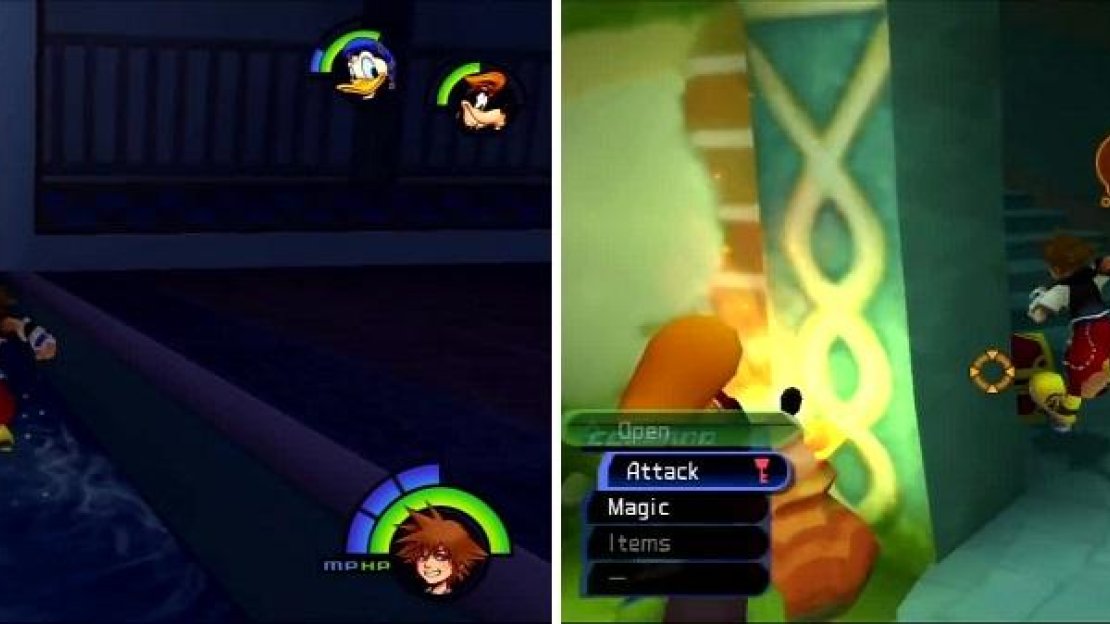Another Trinity Charge is found in front of this grate (left). After talking to Leon be sure to check the stairs for a Chest (right).