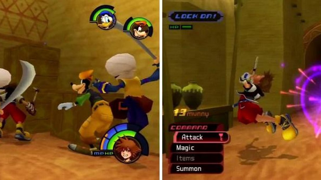 Bandits use swords to attack that can easily be parried. Watch out when they throw them at you (right).