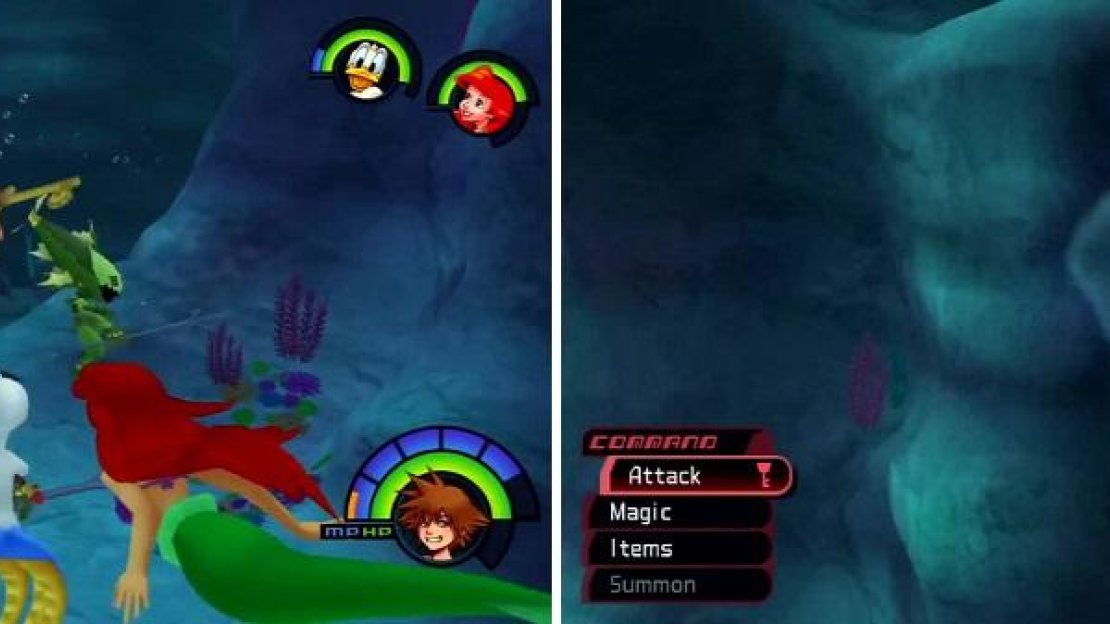 The Sheltering Zone is a Sea Neon on steroids (left). It will crackle with electricity that will damage you if attacked (right).