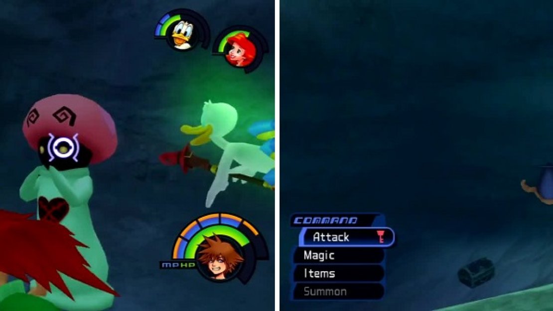 Pink Aragicus (left) has a chance to spawn. Search the sand around the Sunken Ship to find a couple of Chests (right).