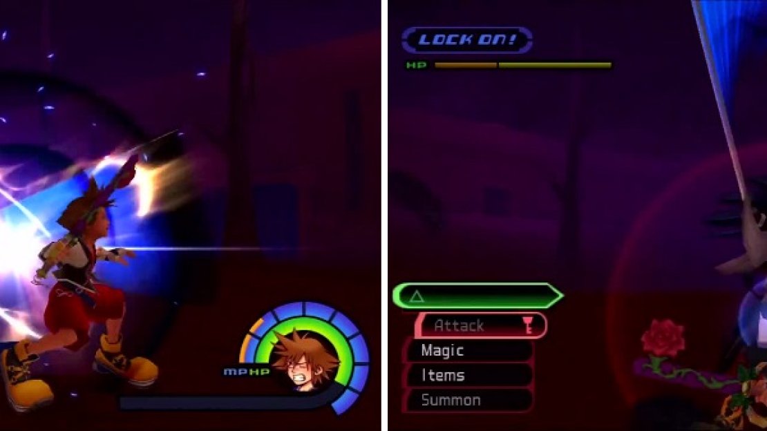 Sephiroth does not let up as he teleports around and slashes Sora multiple times with Omnislash.