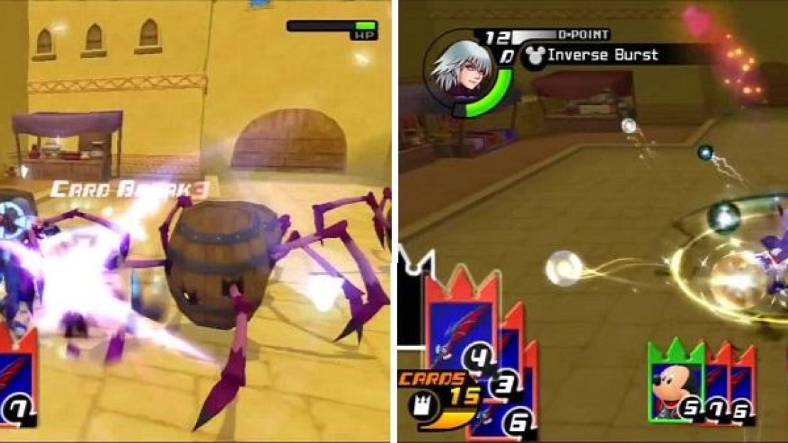 Barrel Spiders congregate to attack (left) but are easily removed with the help of Mickey (right).