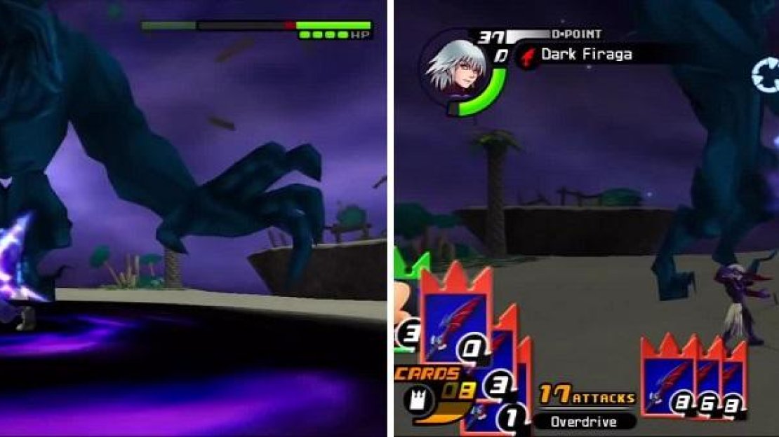 Darkside’s fist is an easy target when he uses Shadow Summoning (left). Dark Firaga homes in on Darkside (right).