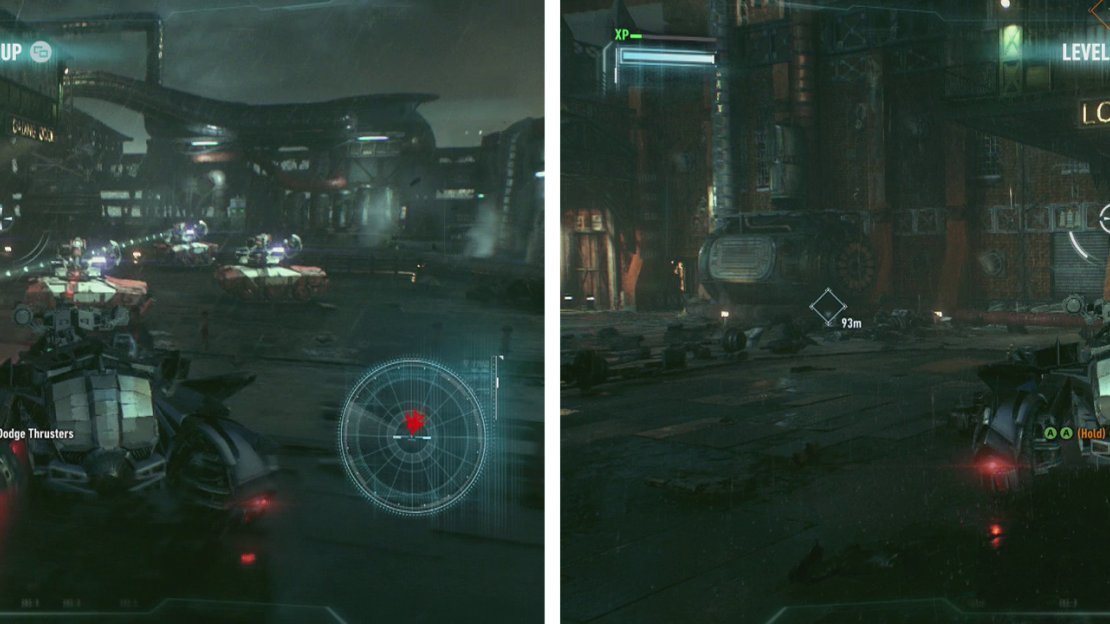 Clear the courtyard of Drone Tanks (left). Use the Power Winch to pull out the anchor point (right).