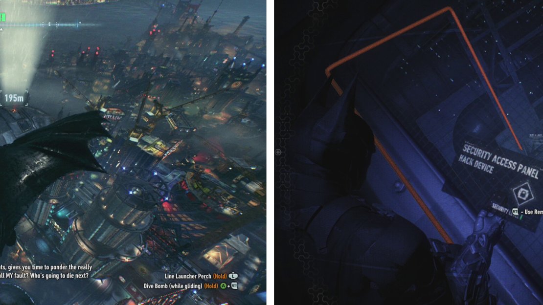 Fly down to the airship (left). Use the Remote Hacking Device 9right) to open the hatch to get inside.