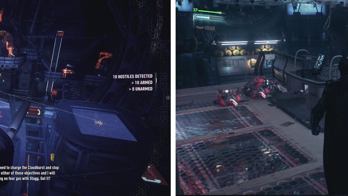 Use the vantage points to view the area before making a move (left). Leave the Minigunner for last (right).