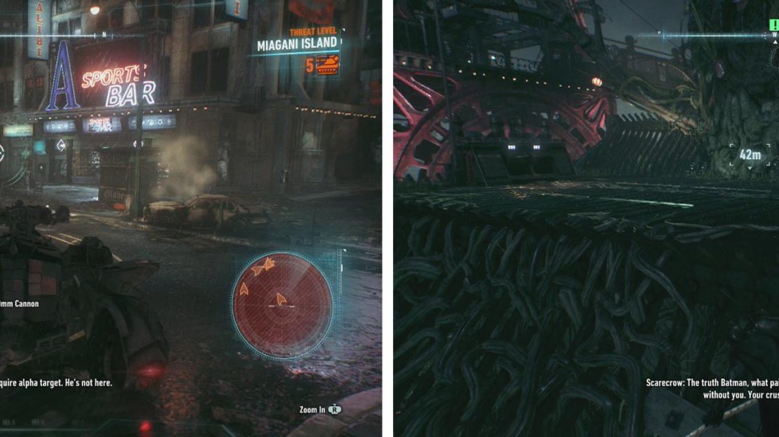 After destroying all of the Cobras (left), approach the tree in the Botanical Gardens for a scene (right).