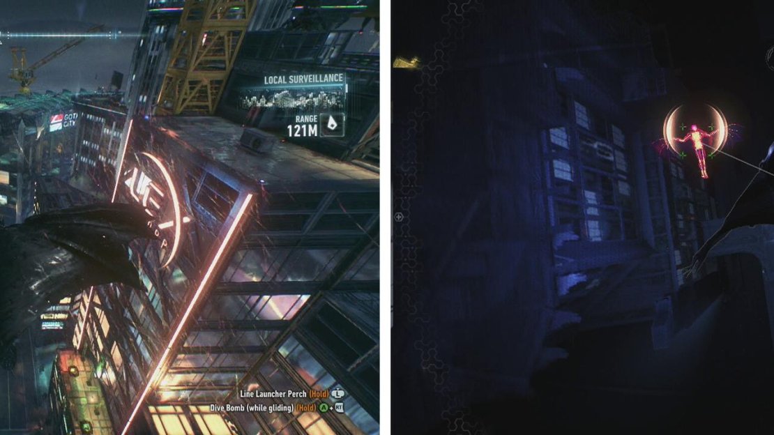 The third Man-Bat location is on Founders’ Island (left). We’ll need to find and tackle him again (right).