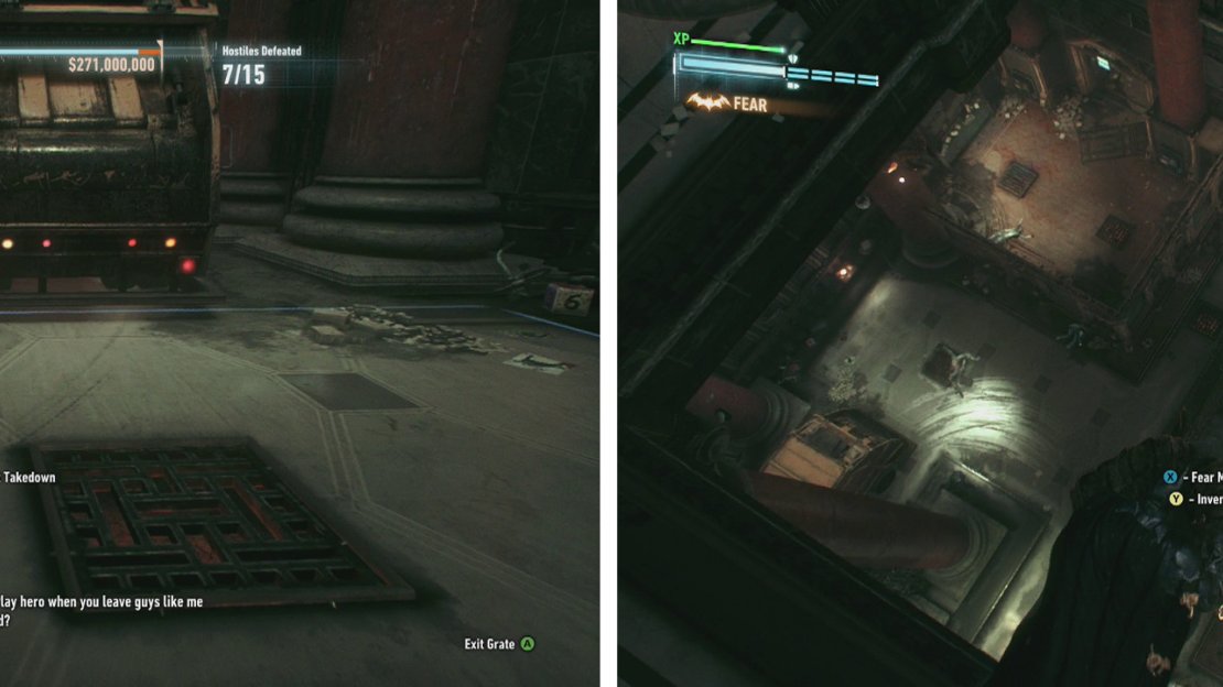The floor by the vaults/escape trucks are useful in this robbery too (left). The vantage points are useful at getting around the large area quiote quickly (right).