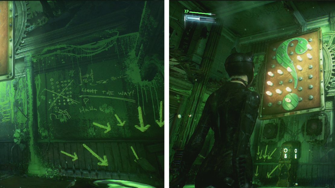 Catwoman’s path (left) and Batman’s path (right).