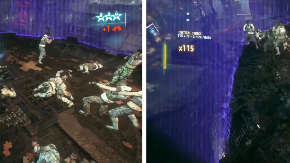 We’ll be stuck in a small rooftop enclosure (left). The further you proceed into the fight, the more difficult the enemies you will encounter (right).