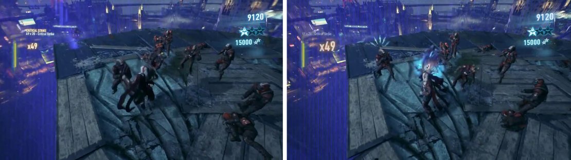 We&rsquo;ll fight as Azrael in this challenge (left). Taking a hit will end the challenge, so be sure to counter (right).