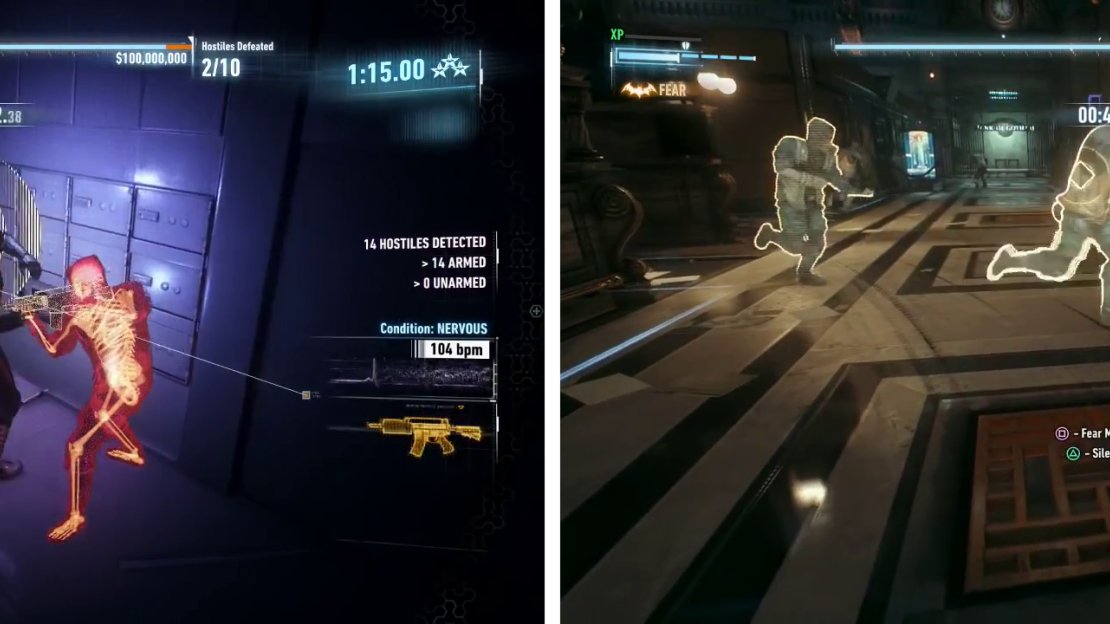 You can take the Thugs head on (left) but it is better to be sneaky and use Fear Multi-Takedowns (right).