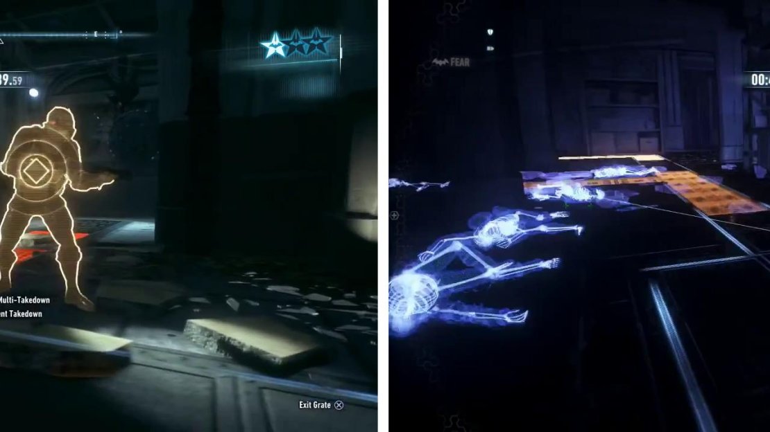 Use the distraction and your Voice Synthesizer to gather enemies for a 5X Fear Mult-Takedown (left). Save the Boa Drone Controller for last (right).
