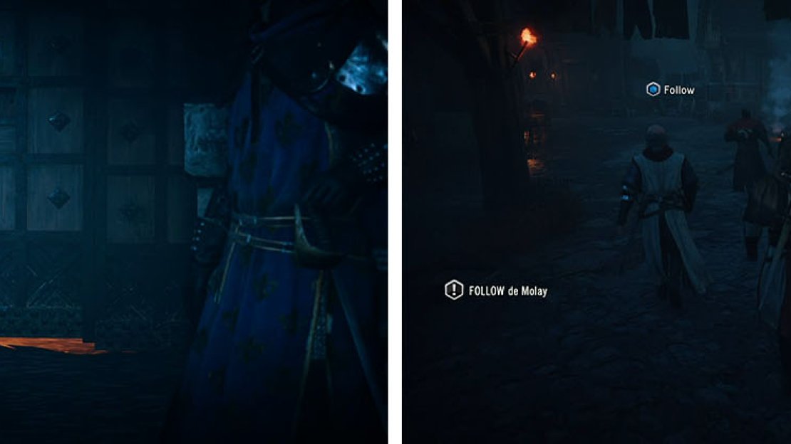 After the Assassin’s infiltrate the fortress follow de Molay as instructed.