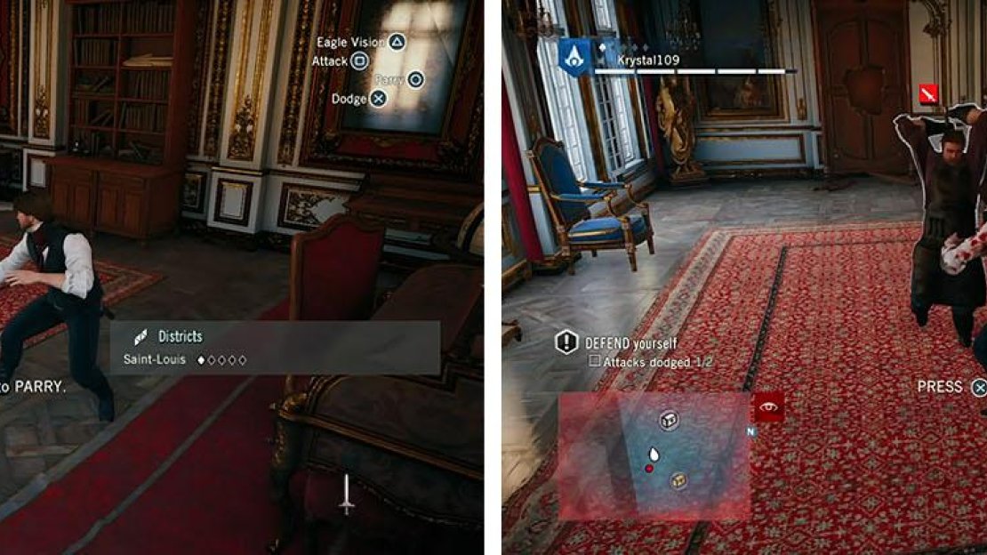 Parry Hugo and Victor’s attacks to complete both objectives before finishing them off.