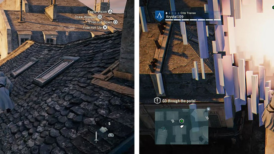 Make your way across town to the portal and jump inside.