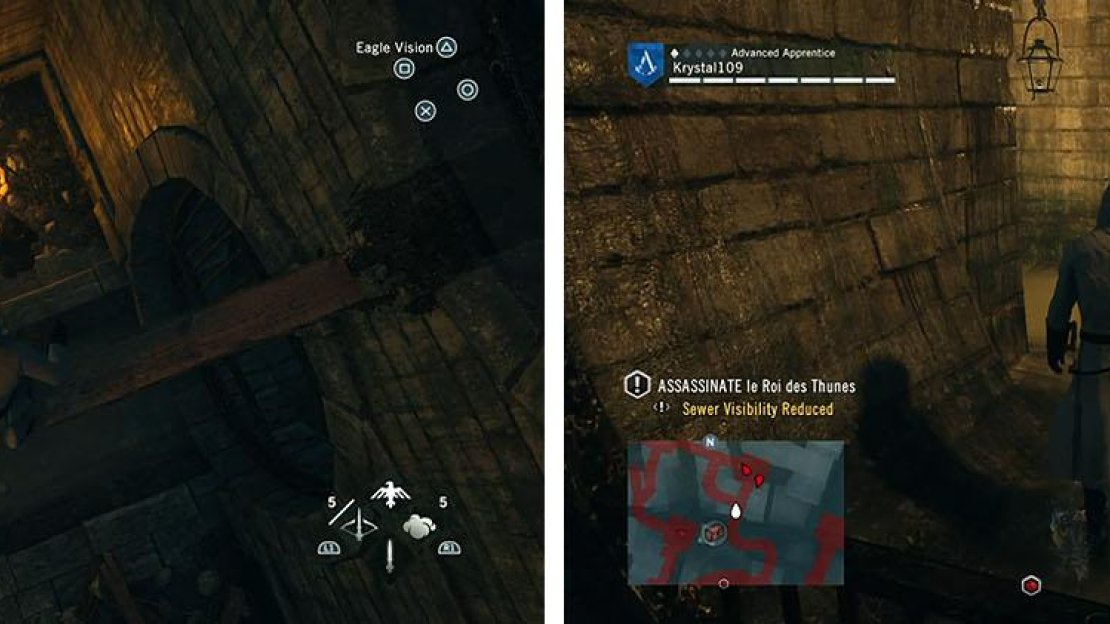 Make your way through the tunnels, killing or avoiding the guards as needed.