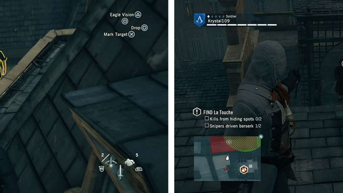 Berserk the first sniper and then headshot the guard in the next section of the roof so you can berserk a second sniper.