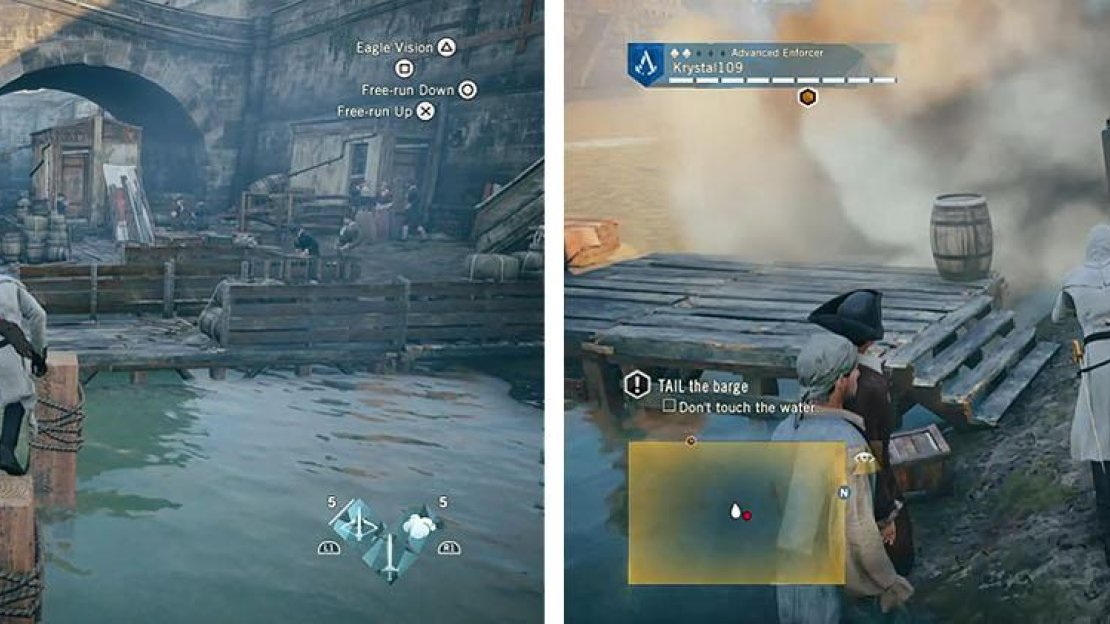 Run across the pylons and then avoid the falling container.
