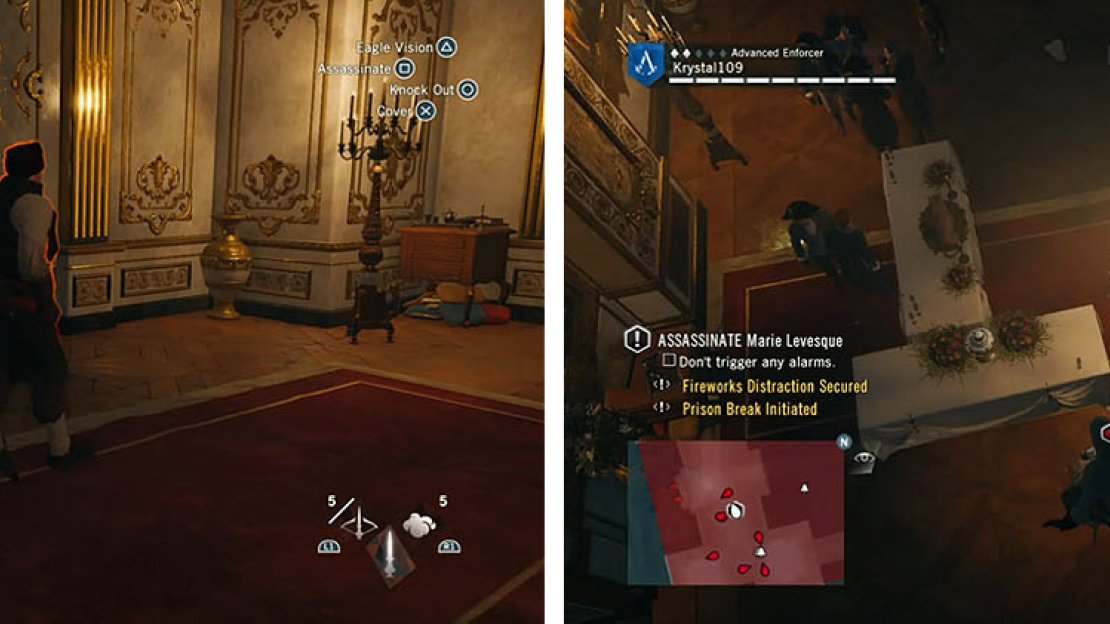 Carefully navigate around the Brute to take out the snipers and then assassinate Marie.